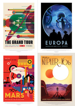 Retro Style Space Tourism Poster Bundle